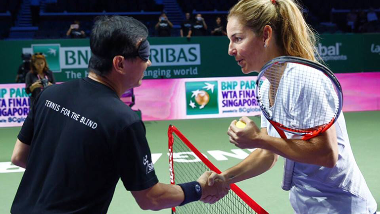 Singapore's Ong Hock Bee and Spain's Arantxa Sanchez-Vicario - Photo courtesy of WTA