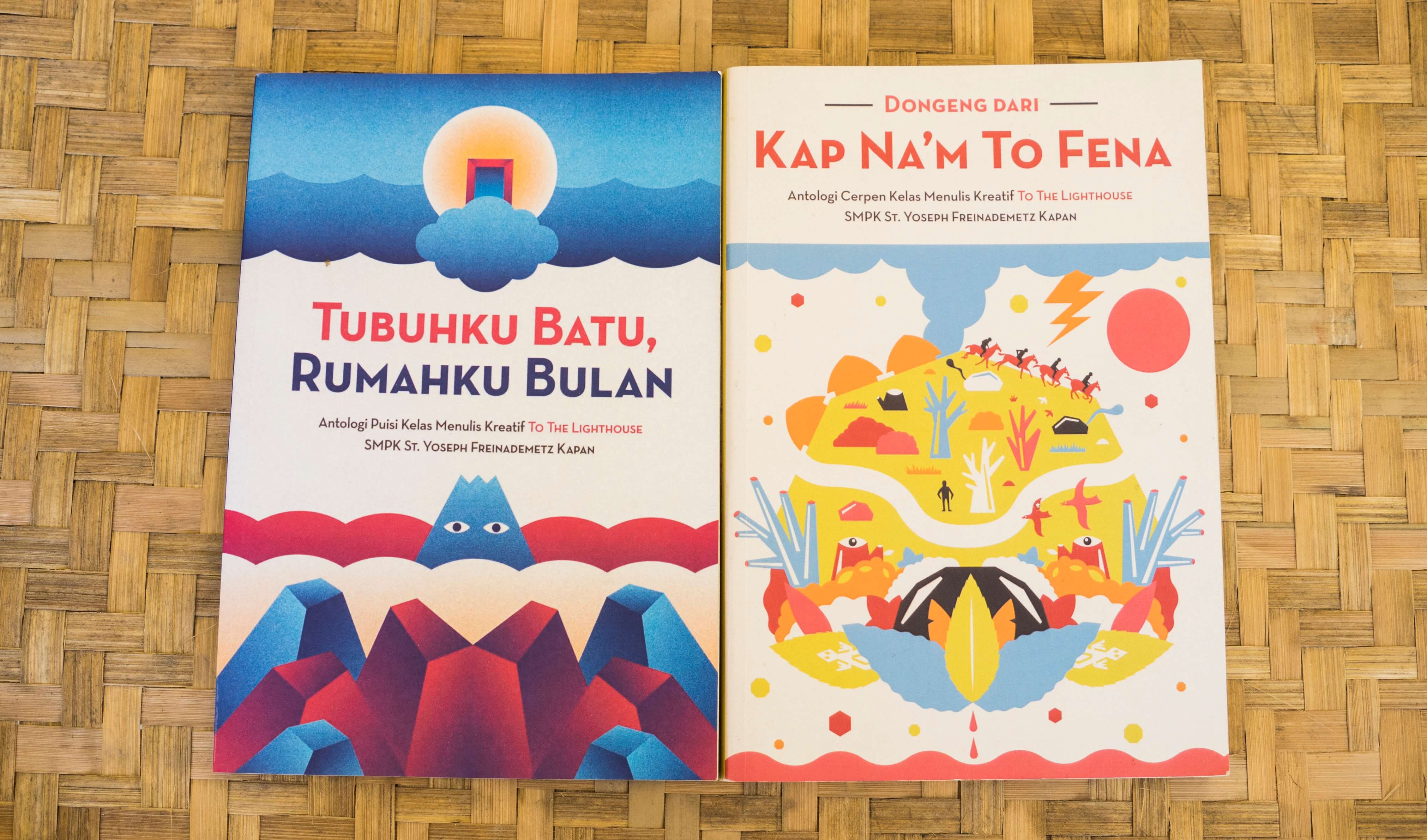Books published by To the Lighthouse, a local writing club and one of Lakoat.Kujawas’ partners. Tubuhku Batu, Rumahku Bulan (left), is an anthology of poems, and is To The Lighthouse’s second book. Photo by Andra Fembriarto