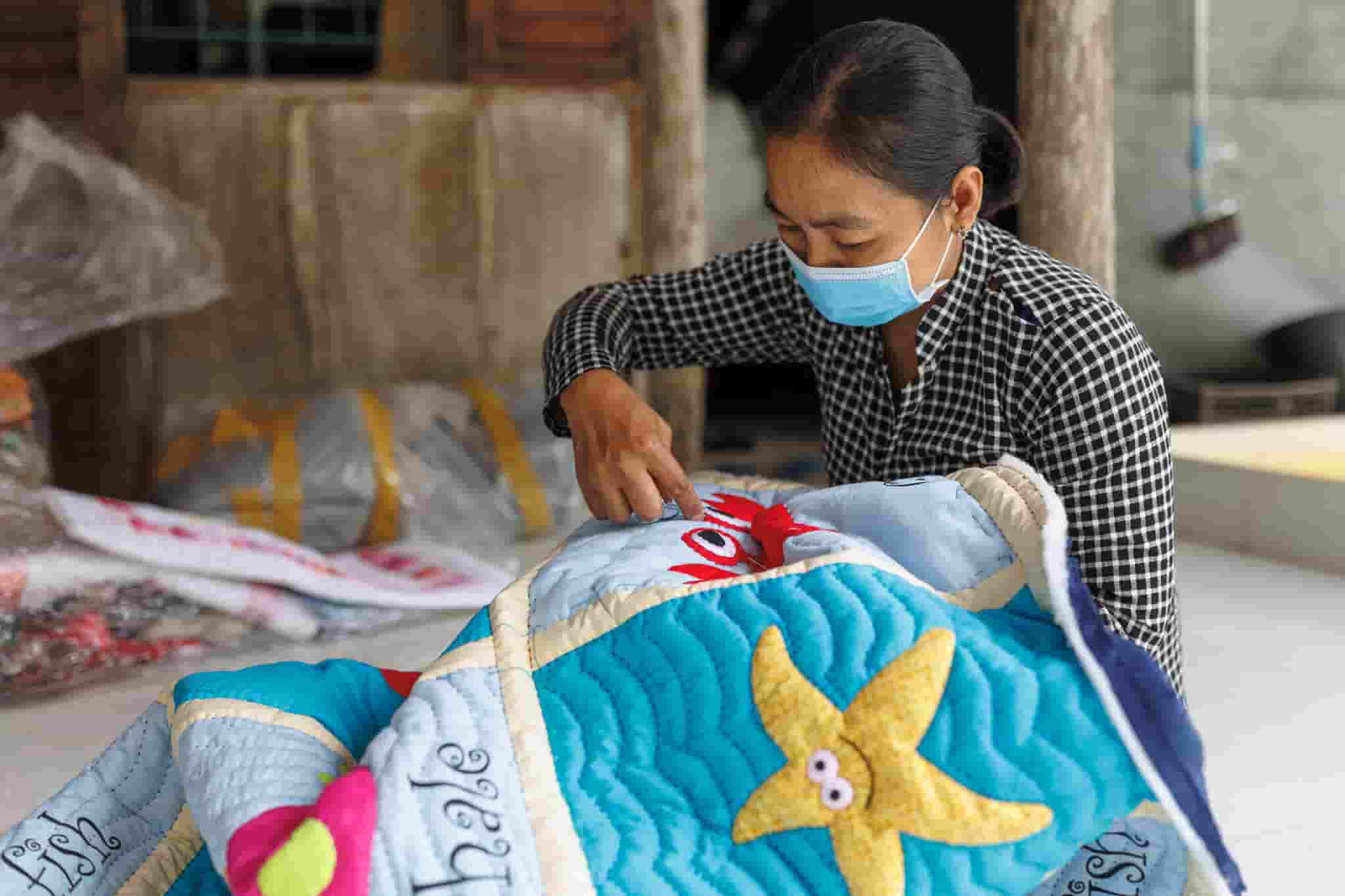 Before the pandemic, the pieces were sold in Mekong Quilts shops in Vietnam and Cambodia, where they were popular with travellers to both countries. Photo by Mervin Lee