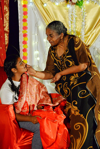 Padma Sagaram portraying the grandmother in Strawberry Girls