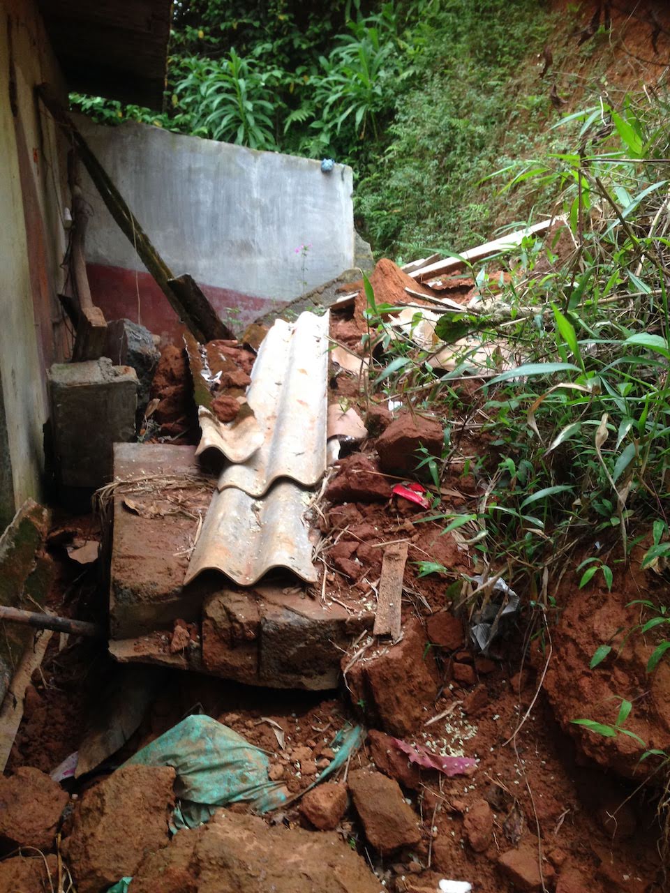 The bathroom collapsed from the impact of the loosened soil. Photo courtesy of SaveAGram