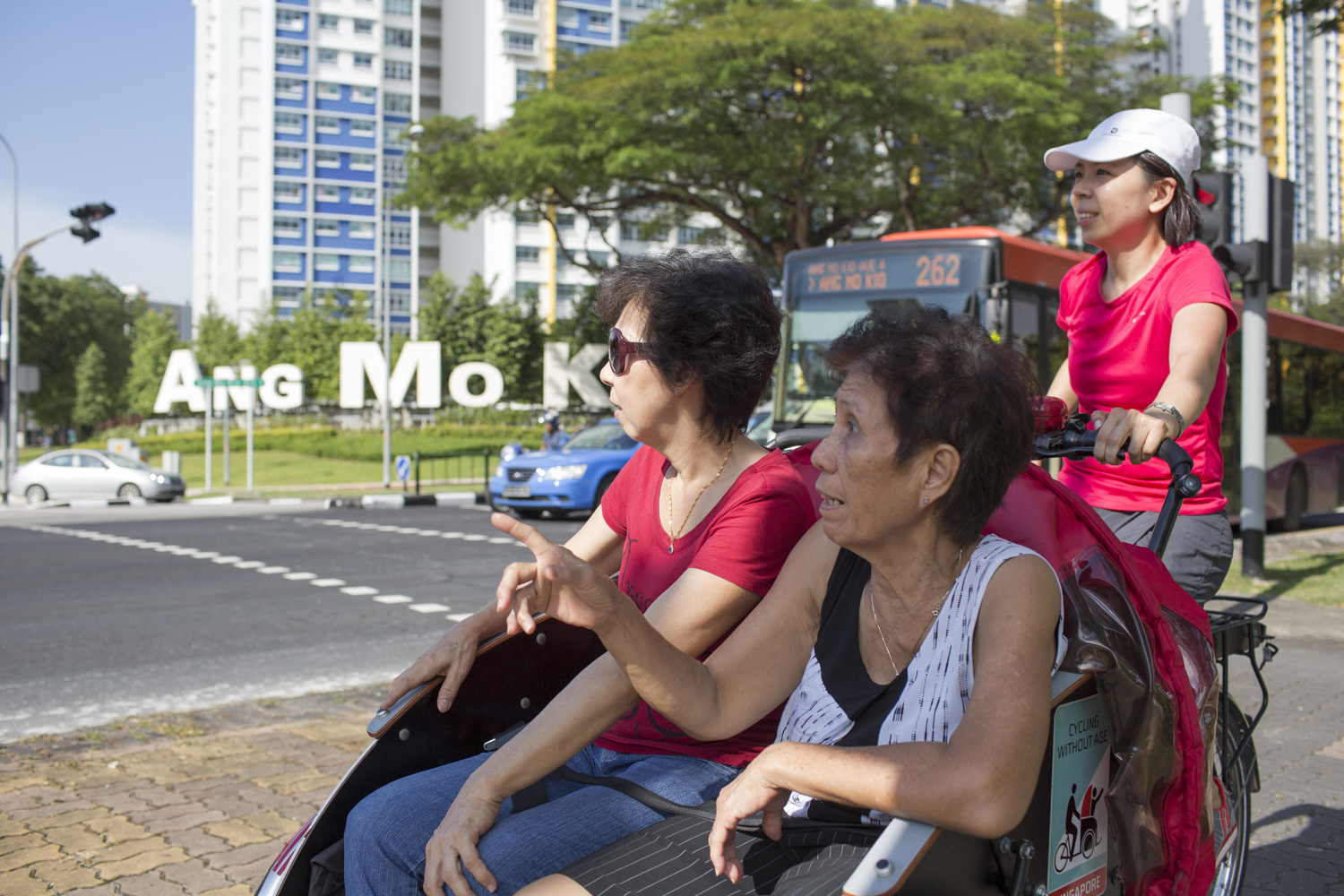 Madam Choo points out changes in the neighbourhood that she hasn’t noticed recently. The ride offered her a chance to explore the area beyond where she’d normally be.