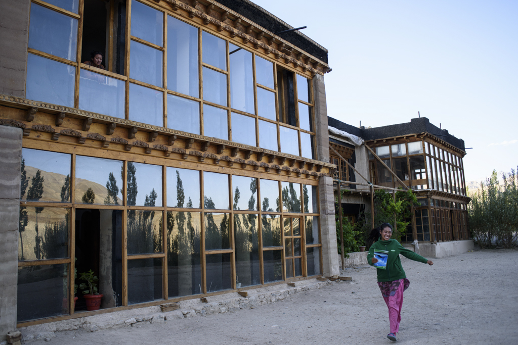 The beautiful school building of the Students’ Educational and Cultural Movement of Ladakh (SECMOL). SECMOL is home to over 40 students.