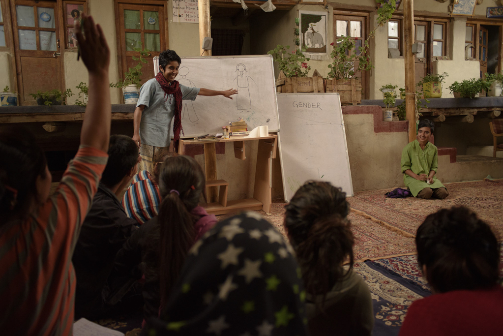 A student raises her hand in a workshop on gender sensitisation. Such workshops are conducted regularly to help promote sensitivity and awareness on gender issues.