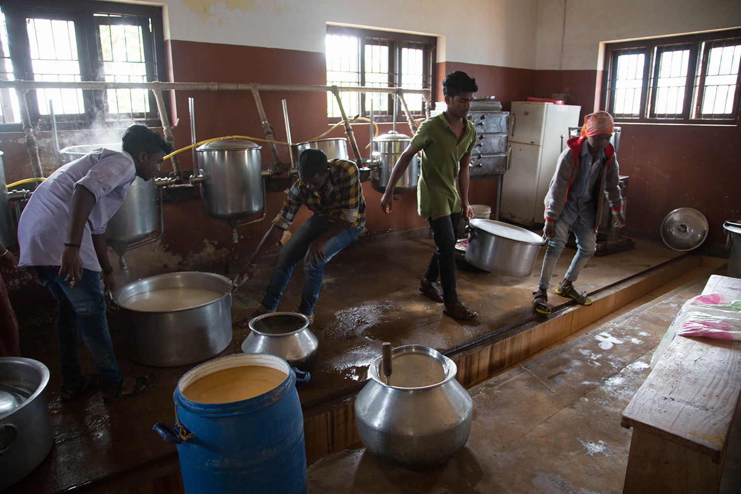 The school received a donation of large industrial steamers that cook the copious amounts of rice required to feed the students and staff everyday.