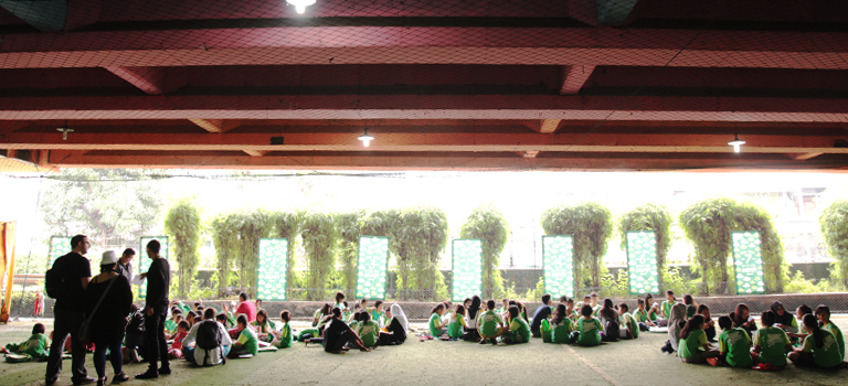 Classes under a bridge by Inspiration Factory Foundation