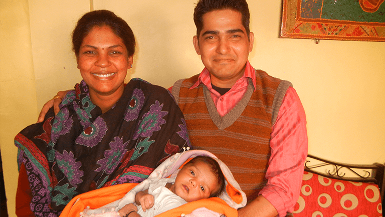 Bharat with his wife and child - Sense India, Good Story Pitch