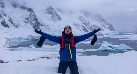 Tun Shien taking in the scale and silence of Antarctica