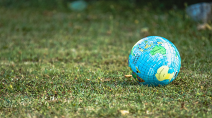 Picture of a globe on a field on grass