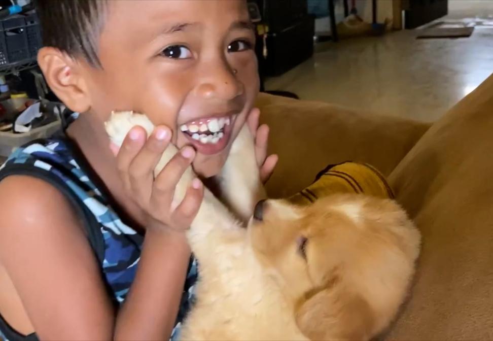 Mathew and his dog Chuchay in Manila