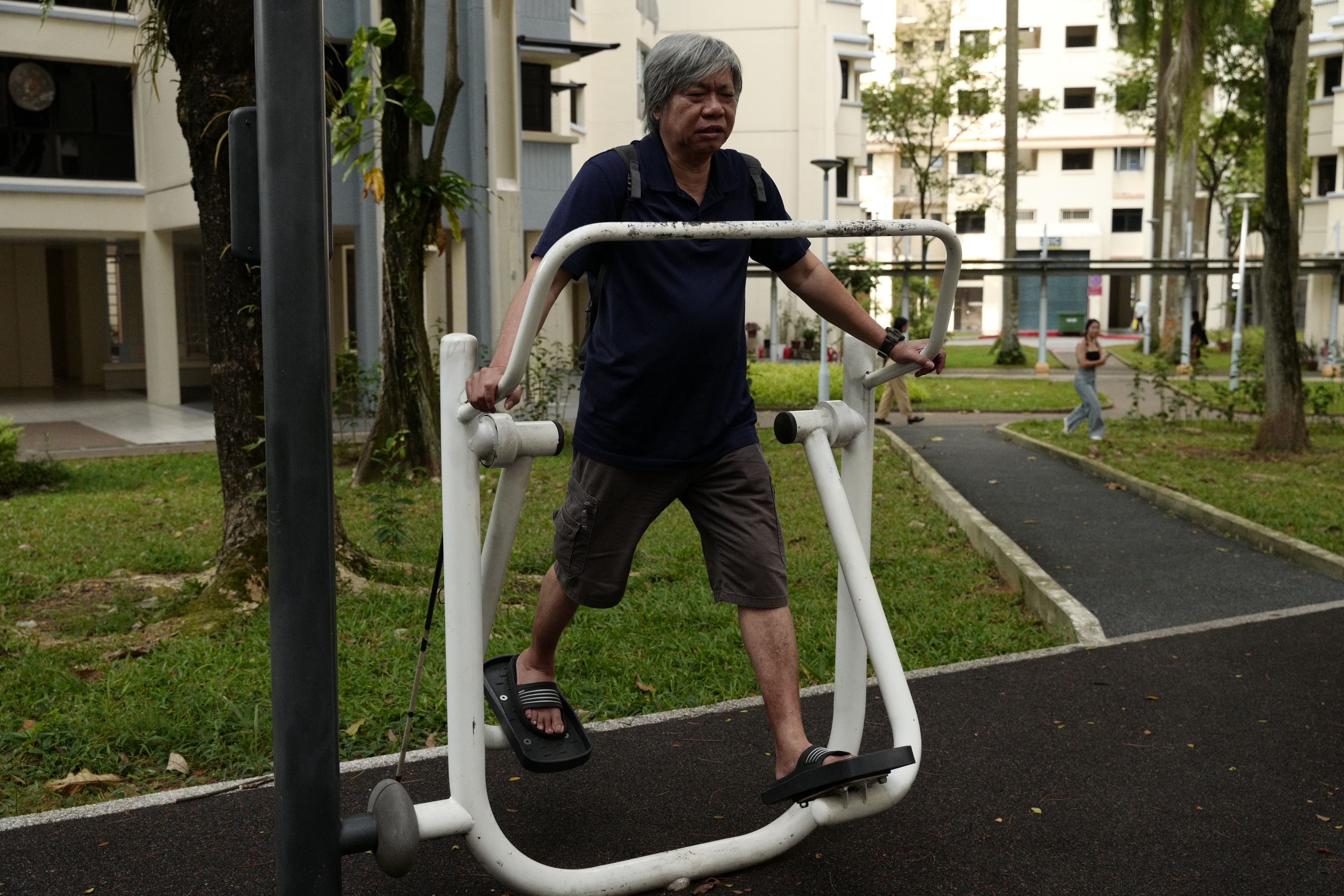 Gary Lim exercises in his neighbourhood park on a daily basis. 