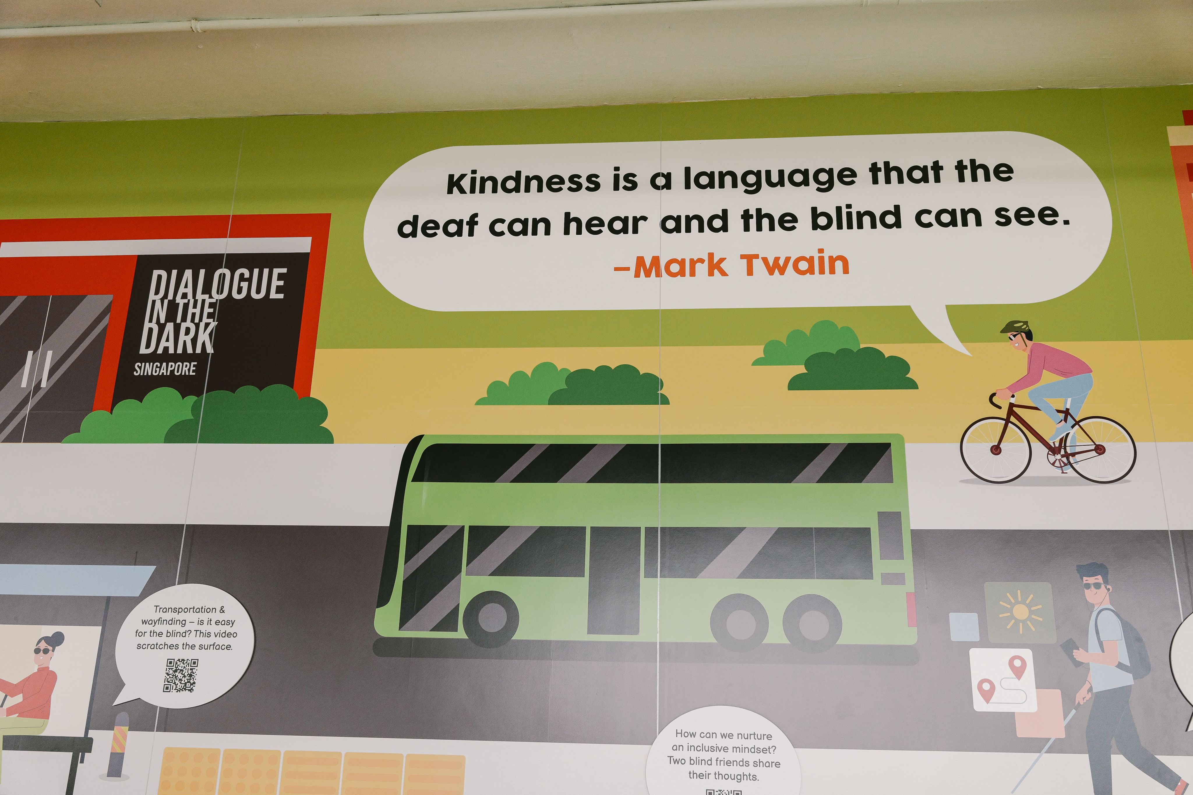 A quote by Mark Twain adorns the exterior of Dialogue in the Dark.