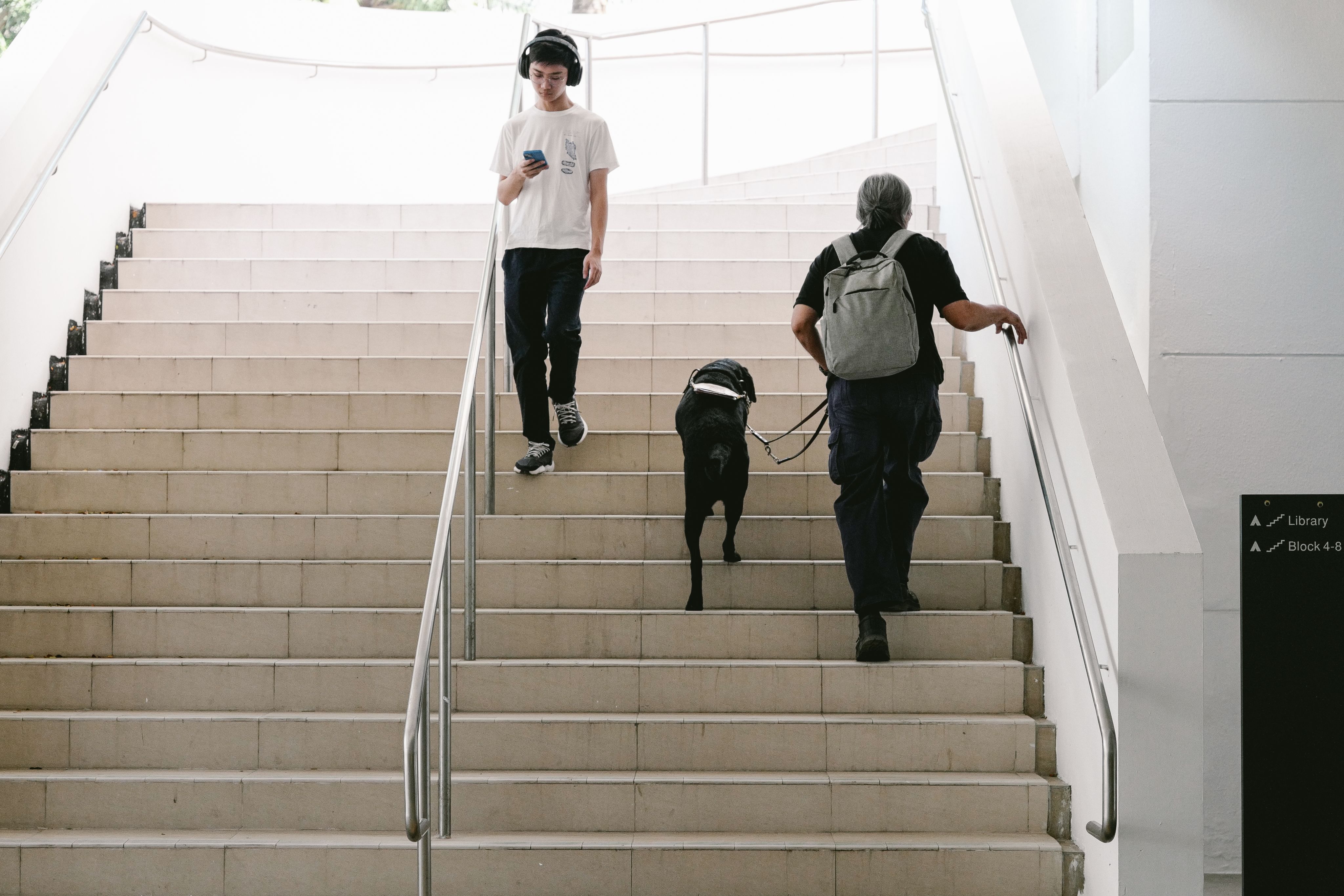 Gary Lim makes his way to work as a guide at Dialogue in the Dark.